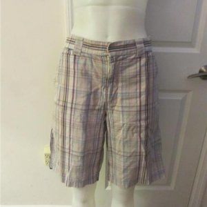 TWENTY FOUR STANDARD GREY PLAID SHORTS SIZE 34.